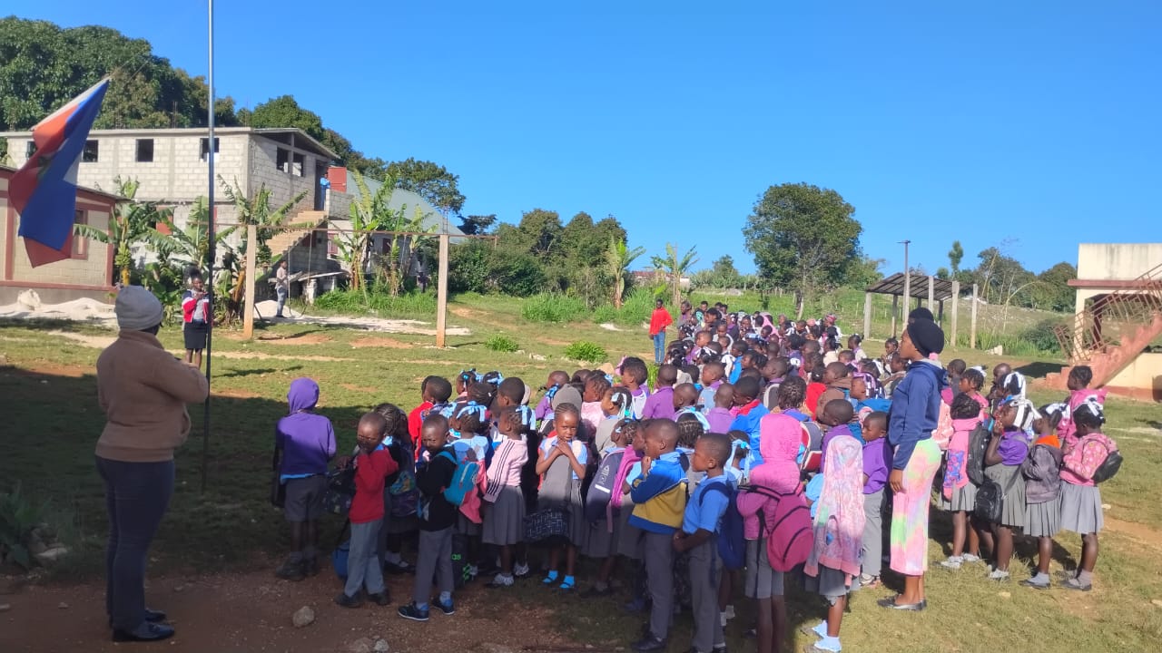 Morning assembly at Gospel Haiti School